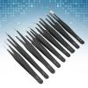 DANAIXZ Professional Precision Tweezer Set 9PCS Stainless Steel Anti Slip Pointed Curved Tips for Electronics Repair Cell Phone Repair Microscope Work view 4