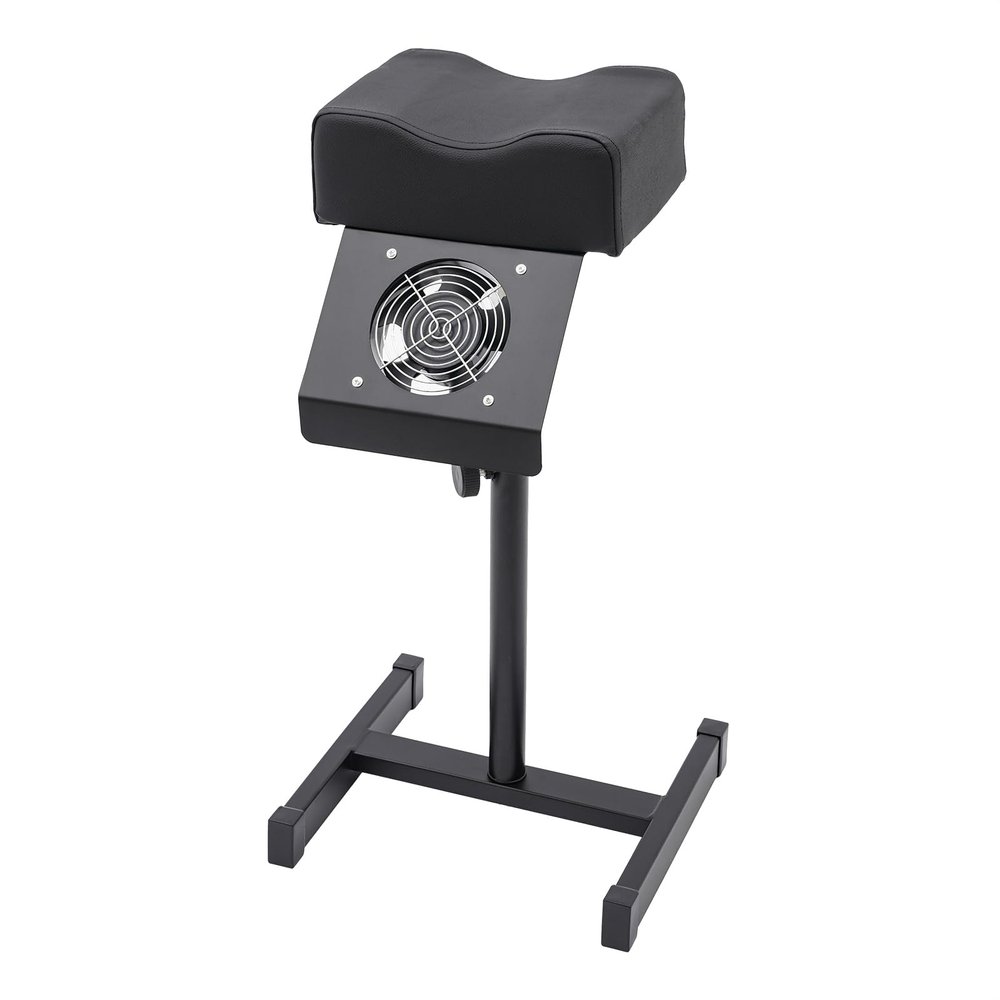 Pedicure Foot Rest, Pedicure Stool with Dust Cleaning Fan, Adjustable Height 18.9-26.77 Inch Nail Salon Stool, 22W Vacuum Footrest for Manicure & Pedicure, Black