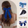 hisial 6Pcs Hair Bows Clips for Hair Silky Satin Ribbon Alligator Barrettes French Hair Ponytail Holders Cute Accessories for Women Girls(Black/White/Blue) view 3