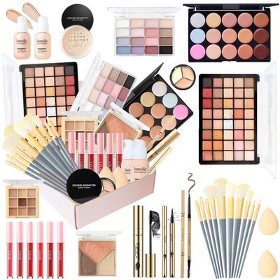 All in One Makeup Kit for Women Full Kit, Make Up Gift Set for Teens & Girls, Makeup Essential Bundle Include Foundation Eyeshadow Powder Contour Palette Lipstick Eyeliner Mascara Cosmetic Brush Set