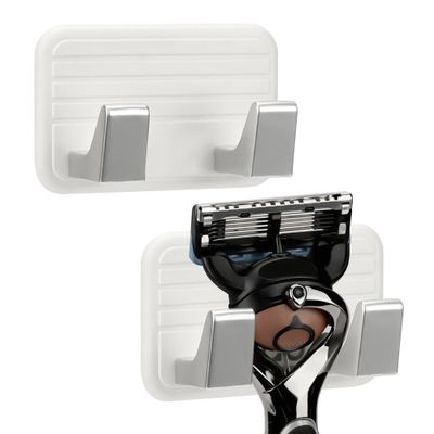 Linkidea 2 Pack Wall Mounted Razor Holder, Razor Stand for Shower, Compatible with Gillette Mach 3, Sensor 3, Fusion5 Power, Fusion ProGlide, Harry's 5 Blade (White)