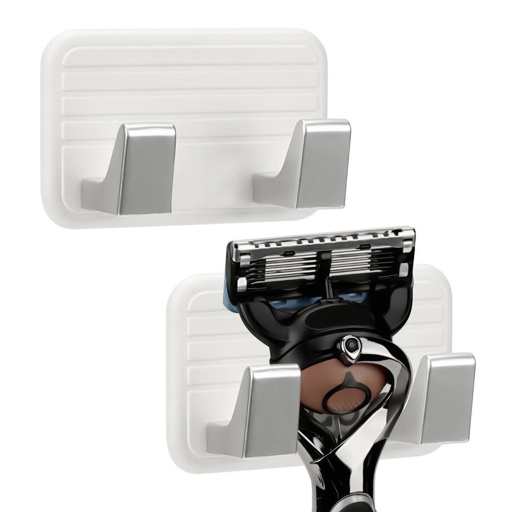 Linkidea 2 Pack Wall Mounted Razor Holder, Razor Stand for Shower, Compatible with Gillette Mach 3, Sensor 3, Fusion5 Power, Fusion ProGlide, Harry's 5 Blade (White)