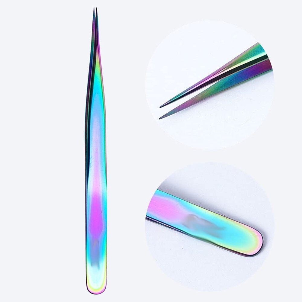 ASWRTYJO Rainbow Eyebrow Nail Tweezers Face Hai Remover Plier Manicure Cosmetic Tools Make Hand Clip(D)
