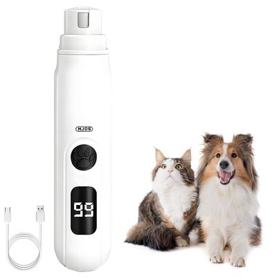 2025 Upgrade Cordless Pet Nail Trimmer for Dogs & Cats with LED Light, 3-Speed Low Noise Nail Grinder for Thick & Long Nails, Fast USB Charging (1 PC)