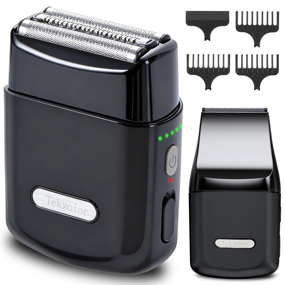 Men's 2-in-1 Rechargeable Foil Shaver & Hair Clipper, Beard & Sideburn Grooming Trimmer, 3 Floating Blades Electric Razor, 7200RPM High-Speed Motor, IPX7 Waterproof, Travel-Friendly