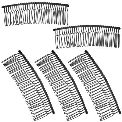 5 Pieces Black Metal Hair Comb Clip, 30 Teeth Wire Twist Hair Comb Large Wide Side Hairs Combs Bridal Wedding Veil Combs for Women Fine Hairstyle Accessories