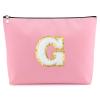 Mxrymvu Preppy Cosmetic Bag Personalized Initial Makeup Bag A-Z Monogrammed Gifts for Women Mom Friends Travelling Toiletry Bags for Christmas Graduation Birthday Gifts Gift Letter G view 1