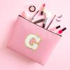 Mxrymvu Preppy Cosmetic Bag Personalized Initial Makeup Bag A-Z Monogrammed Gifts for Women Mom Friends Travelling Toiletry Bags for Christmas Graduation Birthday Gifts Gift Letter G view 3