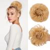 SLEEKALON Human Hair Messy Bun Hair Piece Real Scrunchies Layered Fluffy Wavy Curly Natural Blonde Hair Bun Ponytail Extensions for Women Girls-30g,#24 view 1