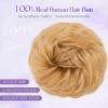 SLEEKALON Human Hair Messy Bun Hair Piece Real Scrunchies Layered Fluffy Wavy Curly Natural Blonde Hair Bun Ponytail Extensions for Women Girls-30g,#24 view 3
