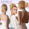 SLEEKALON Human Hair Messy Bun Hair Piece Real Scrunchies Layered Fluffy Wavy Curly Natural Blonde Hair Bun Ponytail Extensions for Women Girls-30g,#24 view 4