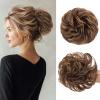 SLEEKALON Human Hair Messy Bun Hair Piece Real Scrunchies Layered Fluffy Wavy Curly Dark Brown & Light Brown Hair Bun Ponytail Extensions for Women Girls-30g,#2RP6R view 1