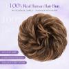 SLEEKALON Human Hair Messy Bun Hair Piece Real Scrunchies Layered Fluffy Wavy Curly Dark Brown & Light Brown Hair Bun Ponytail Extensions for Women Girls-30g,#2RP6R view 3