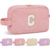 WELIDAY Initial Makeup Bag, Birthday Gift Chenille Patch Cosmetic Bag view 1