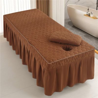 Massage Table Skirt With Hole,Quilted Pattern Massage Table Cover,Thickened Massage Linens, Massage Fitted Sheet, Massage Face Rest Cover With Hole,for Beauty Salon SPA