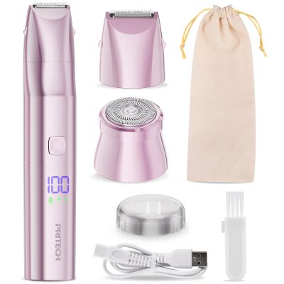 Bikini Trimmer for Women 2 in 1 Electric Razors for Women - Wet and Dry Electric Lady Shaver, Smooth Facial Hair Remover and Body Hair Trimmer for Bikini,Leg, Underarm, Face, Private Area (Rose)
