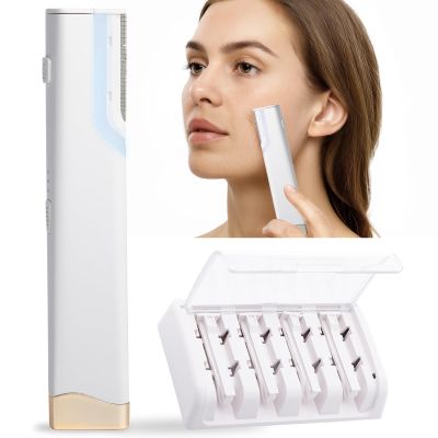 Dermaplane Facial Razor for Women Electric 3-Speed Sonic Face Hair Removal Tool with LED Light, Peach Fuzz Remover & Exfoliating Dermaplaning Tool, USB-C Rechargeable with 5 Replacement Heads