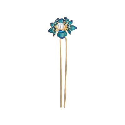 EWUROI Peony hairpin headwear ancient costume enamel handmade