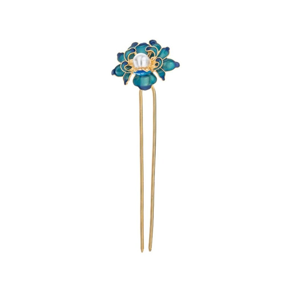EWUROI Peony hairpin headwear ancient costume enamel handmade