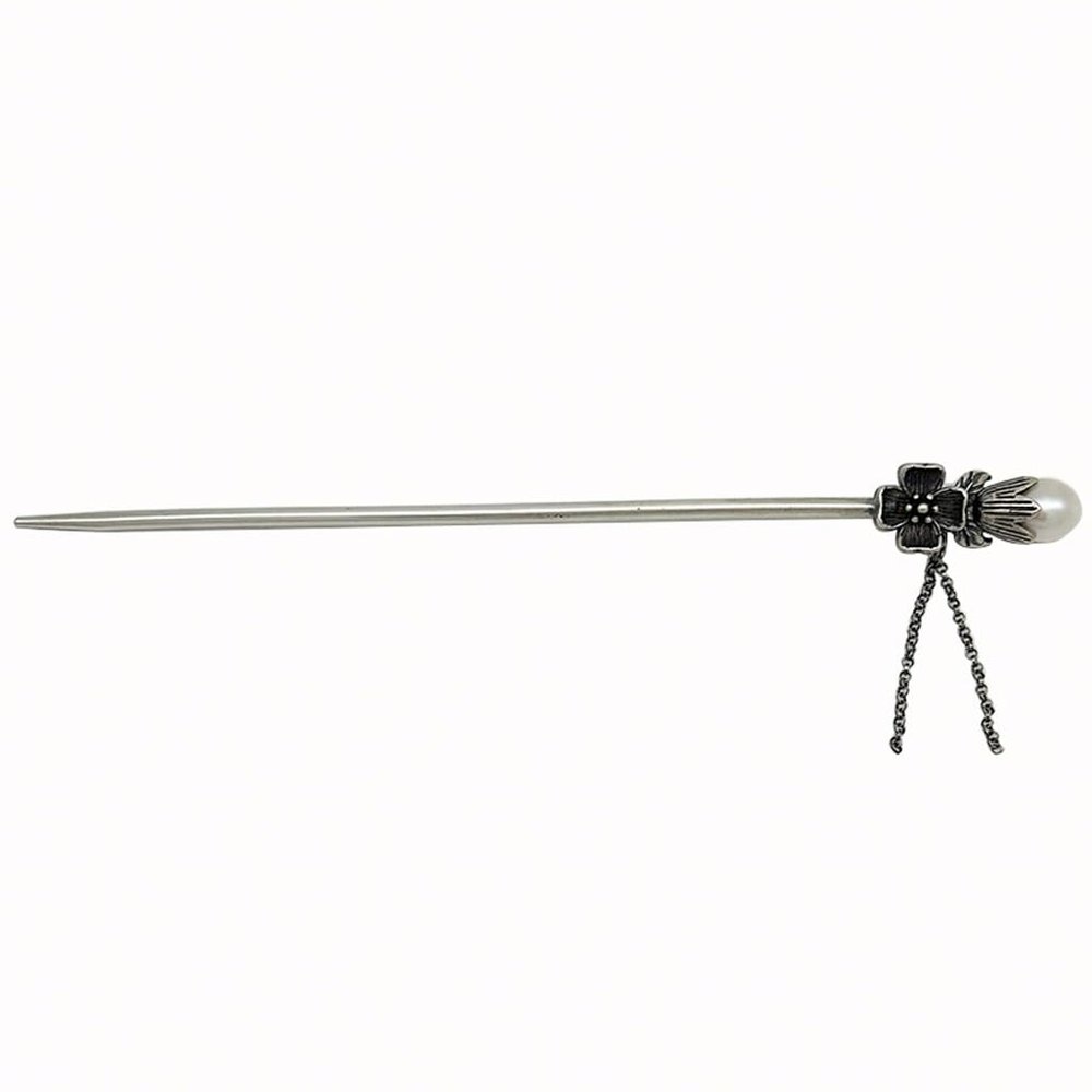 EWUROI S925 silver orchid pearl tassel hairpin for women
