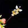 EWUROI Glass Flower Ancient Hairpin Women's Yellow Wooden Headdress Cheongsam Jewelry Daily view 2
