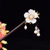 EWUROI Retro Pearl Glass Hairpin Ancient Costume Headdress Accessories Wooden Plate Women view 3