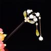 EWUROI Glass Flower Ancient Hairpin Female Hair Wooden Cheongsam Ornaments view 2