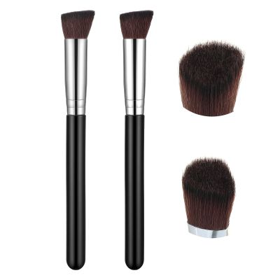 2 Pcs Concealer Brush Beauty Brushes Under Eye Triangle Small Nose Contour Foundation Makeup Brush Angled Under Eye Brightening Brushes for Cream Face Contour Blending (Black)
