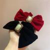 EWUROI Retro Temperament Imitation Pearl Square Buckle Velvet Hair Circle Ornaments view 2