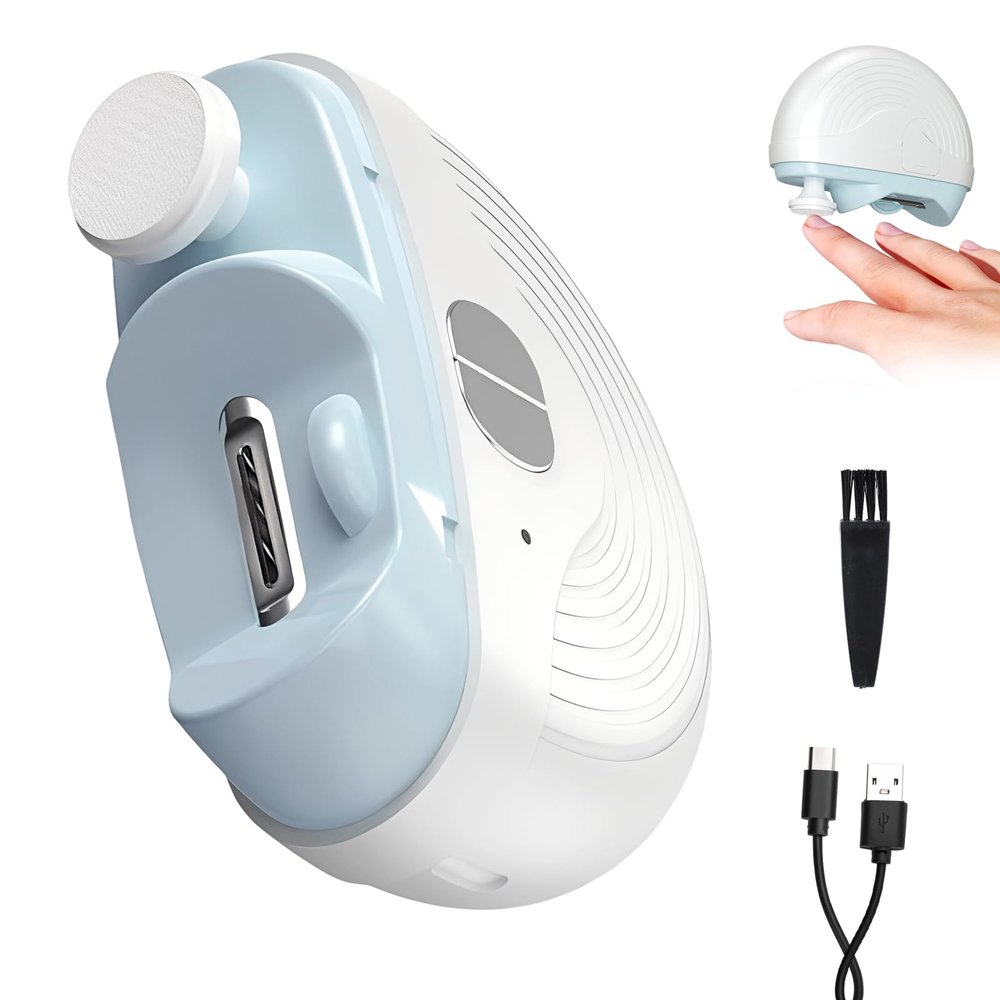3 Speeds Strong Power Automatic Nails Trimmer with Polisher, Rechargeable Toenail Clippers for Electric Smart Nail Clippers for Adults Seniors (White)