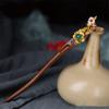 EWUROI Flower Hair Ornaments For Female Brides Hairpins Made Of Red Sandalwood Handmade view 4
