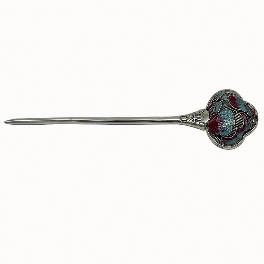 EWUROI S925 silver antique enamel colored classical hairpin