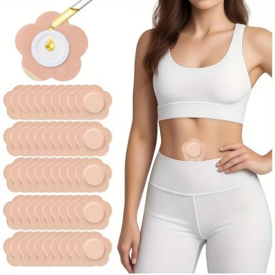 Castor Oil Patches FDA/MDR/CE Certified Carrier Patches for Castor Oil, Medical-Grade Self-Adhesive Pads, Disposable Organic Cotton Belly Button Patch, Portable Breathable Anti Leakage No Wash