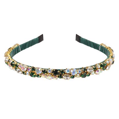 YARN & INK Women's Emerld Headbands Non Slip, Fashion Headband Cute Beaded Bling HairBand Hair Accessories Vintage for Women Girls (Green Rhinestones)