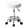 Adjustable Round Rolling Stool with Wheels, PU Leather Swivel Seat for Spa, Salon, Tattoo, Home Office - Ergonomic Height Adjustable White Stool view 1