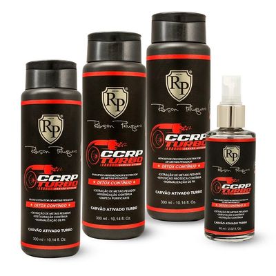 Robson Peluquero CCRP Turbo Pre-Chemical Hair Care Set, 4-Step Reconstructor & Activated Charcoal Detox (3x10.1Fl Oz + 1x2.02Fl Oz)  Professional Haircare Kit for Damaged, Chemically Treated Hair