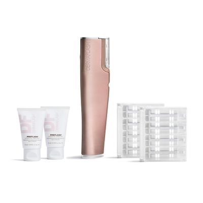 DERMAFLASH LUXE+ Sonic Dermaplaning Tool for Face Peach Fuzz Removal, Anti-Aging and Exfoliation, NEW Limited-Edition Rose Gold with Bonus FREE Refill Kit