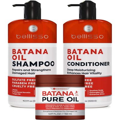 Batana Oil Shampoo and Conditioner Set and Batana Oil Deep Hydration and Moisture Hair Mask