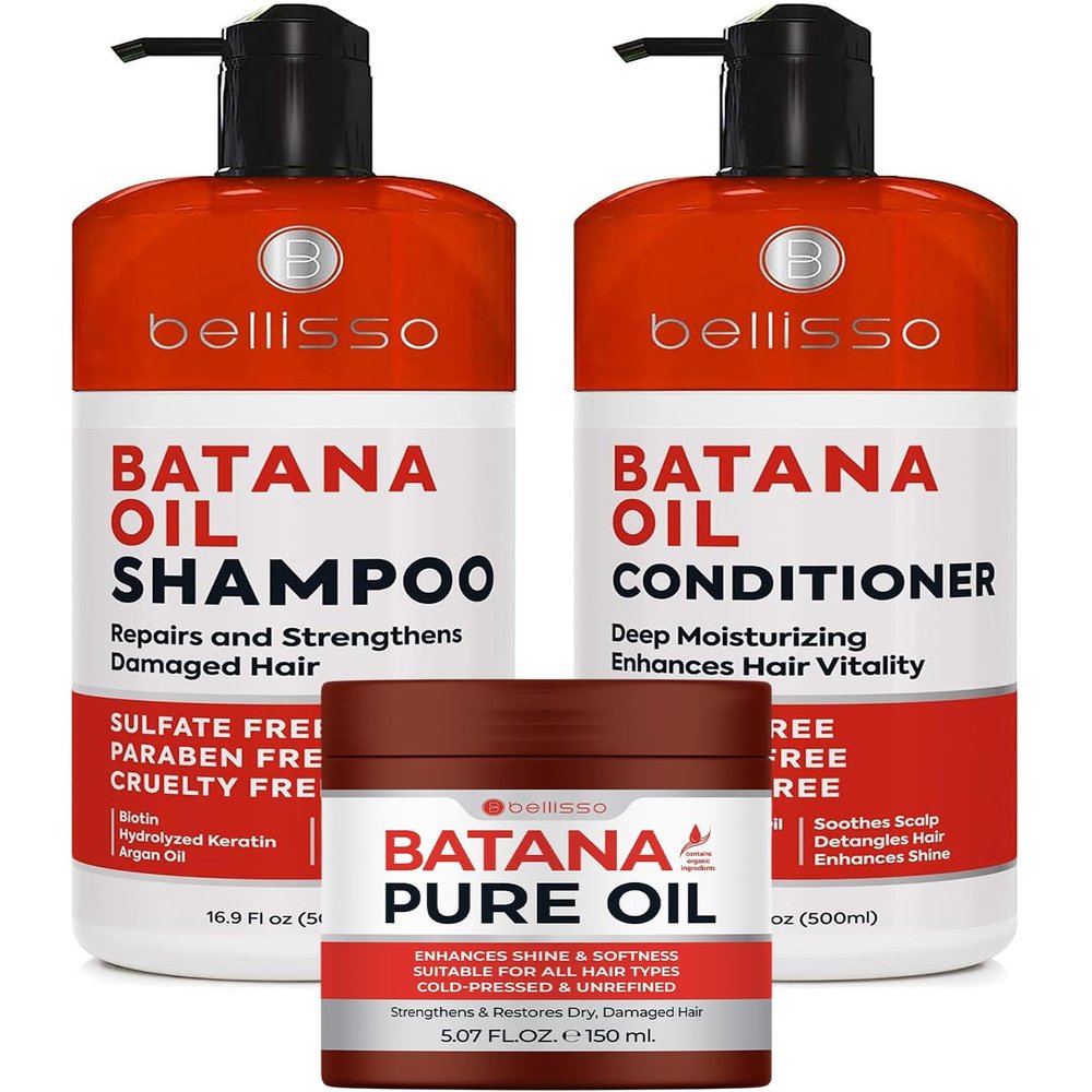 Batana Oil Shampoo and Conditioner Set and Batana Oil Deep Hydration and Moisture Hair Mask