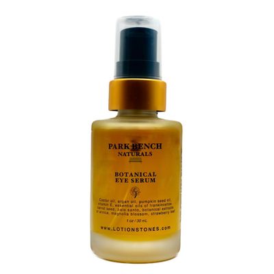 LOTION STONES Botanical Eye Serum with Argan Oil, Castor Oil, Vitamin E, Natural Anti-Aging Under Eye Treatment for Dark Circles and Puffiness, 1 oz
