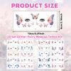 20 Sheets Glitter Fairy Makeup Tattoo Kit,Fairy Face Gems & Butterfly Temporary Tattoos for Eyes,Princess Rave Party for Womens,Costume,Butterfly Costume view 2