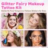 20 Sheets Glitter Fairy Makeup Tattoo Kit,Fairy Face Gems & Butterfly Temporary Tattoos for Eyes,Princess Rave Party for Womens,Costume,Butterfly Costume view 3