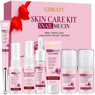 Christmas Gifts for Women,7 Pcs Skin Care Set,Hydrating Moisturing Repairing Soothing Snail Mucin Facial Skin Care Routine Kit for Dull Skin & Dry Skin,Skincare Gift Set Women