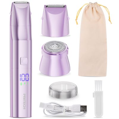 Bikini Trimmer for Women 2 in 1 Electric Razors for Women - Wet and Dry Electric Lady Shaver, Smooth Facial Hair Remover and Body Hair Trimmer for Bikini,Leg, Underarm, Face, Private Area (Purple)