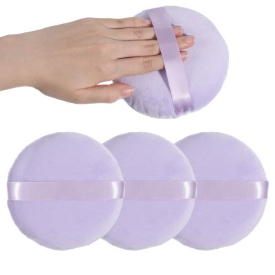 3 Pcs Large Body Powder Puff, 5 Inch Soft Velour Dusting Powder Puff, Washable Reusable for Face Cleaning, Makeup & Loose, Bath Powders, Foundation Blending