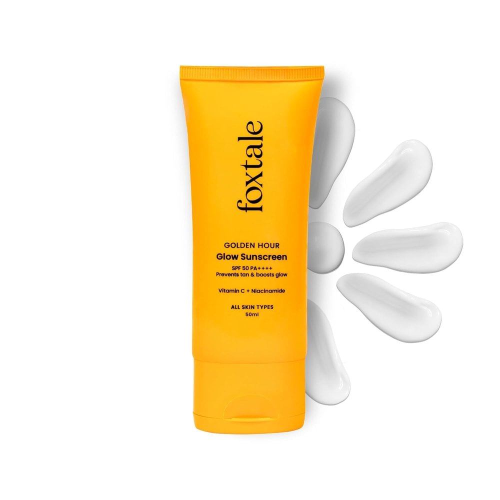 Foxt-ale SPF 50 Vitamin C Glow with PA++++ & Niacinamide | Lightweight | Fast Absorbing | Prevents Tanning | No White Cast | Non-Greasy | For Men & Women | All Skin Types | 50 Ml