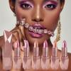 6 Pcs Metallic Glitter Lipstick for Women, Long Lasting Shimmer Lipstick Set, Nude Pink, Dark Rose, High Pigment, Long Lasting, Hydrating, Non-Stick, Non-Feather, Lip Stick Kit for Women & Girls view 2