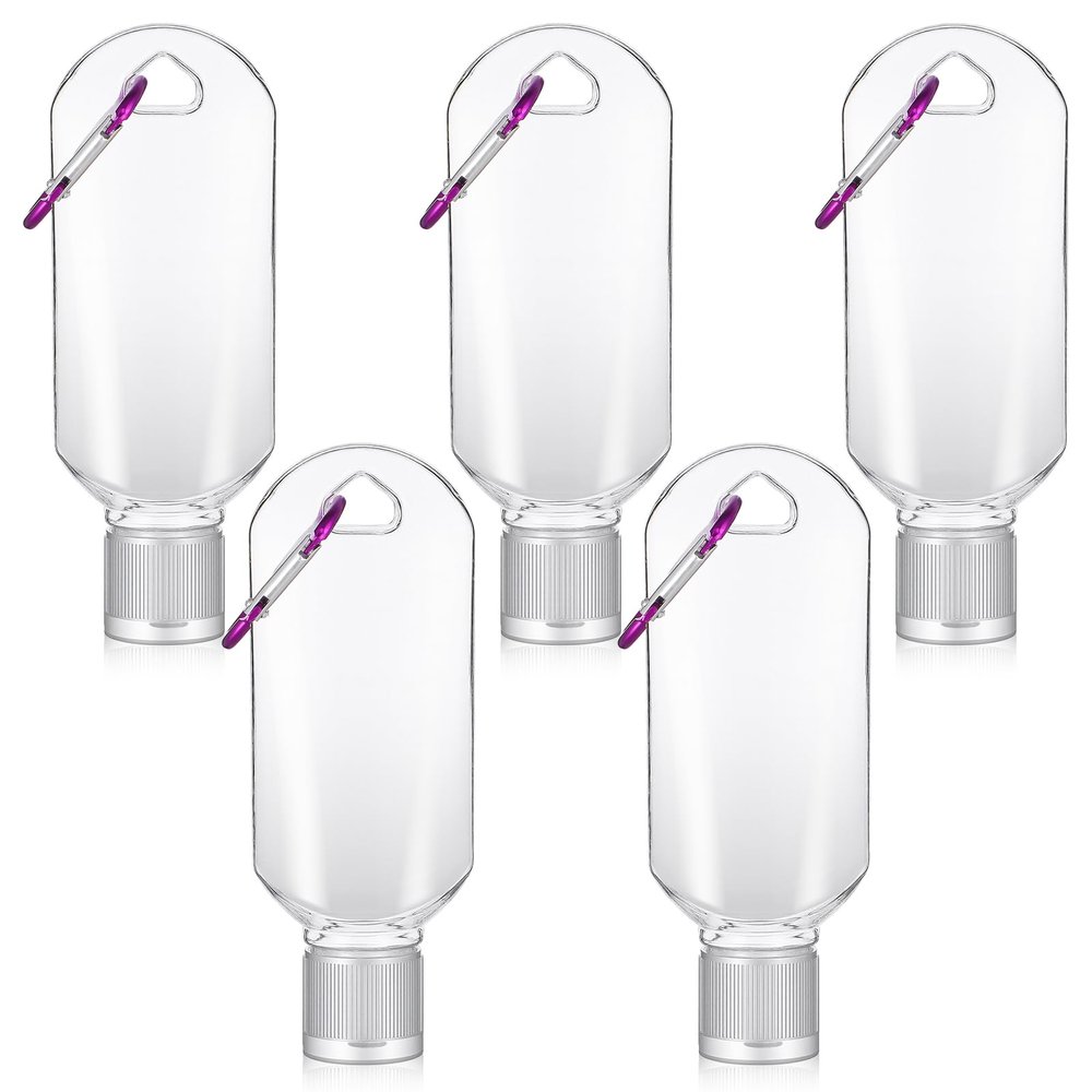 10 Pack Refillable Travel Plastic Bottles Containers with Keychain Clip Empty Travel Size Holder Leakproof Squeeze Portable Plastic Bottles with Flip Cap for Home Office Outdoor