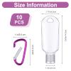 10 Pack Refillable Travel Plastic Bottles Containers with Keychain Clip Empty Travel Size Holder Leakproof Squeeze Portable Plastic Bottles with Flip Cap for Home Office Outdoor view 2
