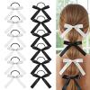 12PCS Silky Satin Hair Bows Ties Elegant Bowknot Ribbon Accessories Ponytail Holders Cute Elastics Hair Bands for Women, Girls view 1